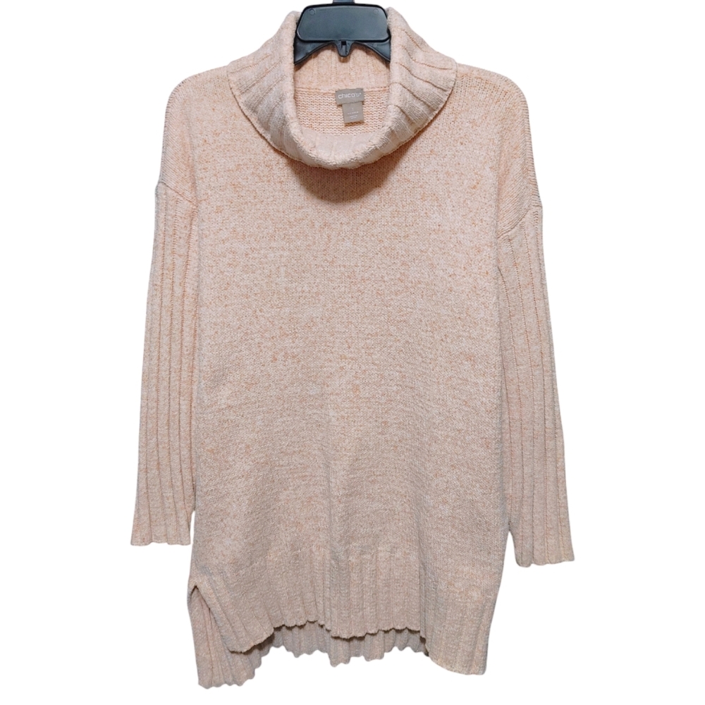 Chico's Cozy Peach Turtleneck Knit Sweater Women's Size 1 - Medium